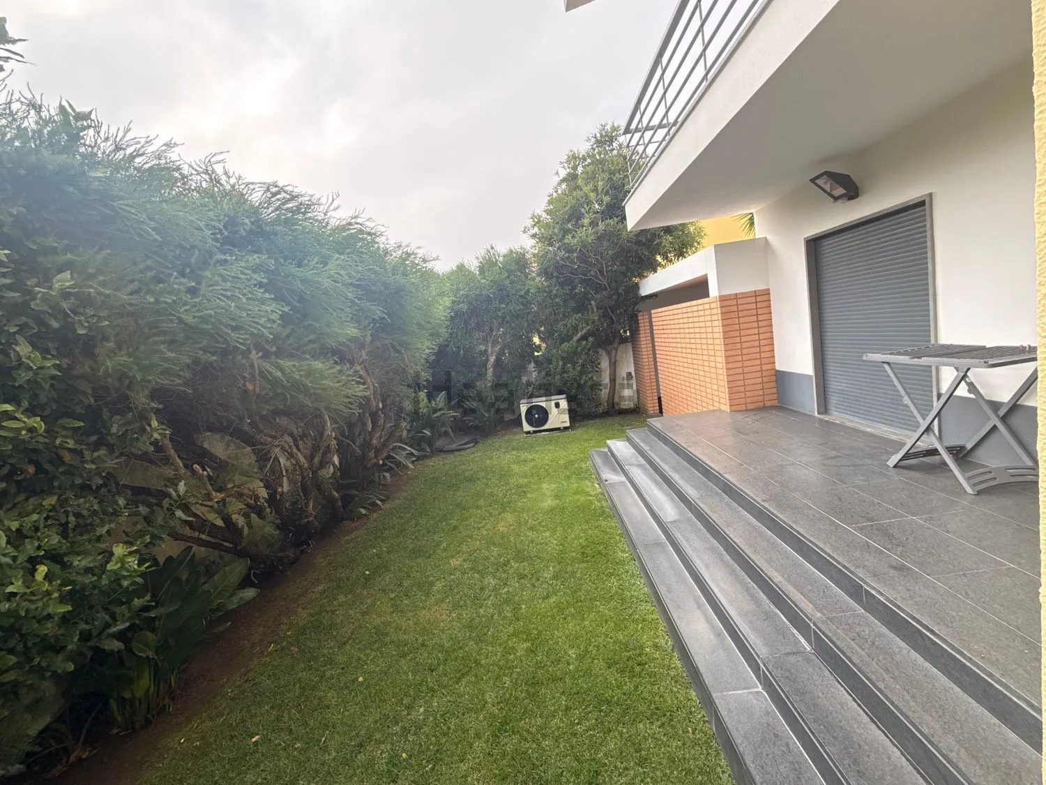 The lawn and the garden steps