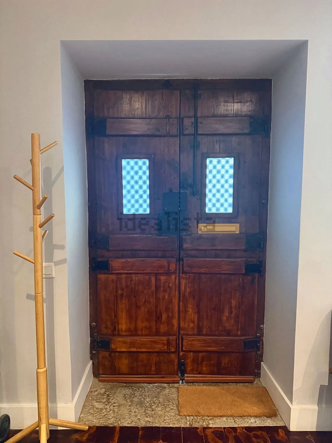 The old wooden front door